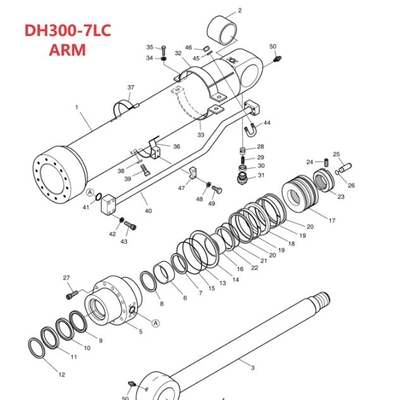 Doosan DH300 Excavadora de la tubería de abrazadera de cilindro hidráulico de la tubería de abrazadera de tubo duro