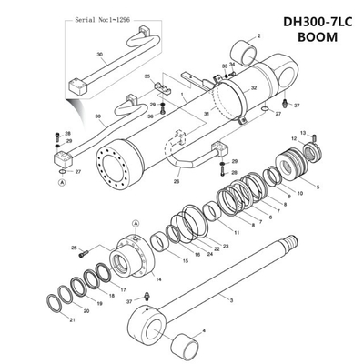 Doosan DH300 Excavadora de la tubería de abrazadera de cilindro hidráulico de la tubería de abrazadera de tubo duro