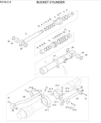 Excavadora Hidráulica Bucket Pipe de retorno de la tubería de hierro para Hyundai R210 R215