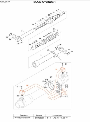 Hyundai R210 R200 excavadora tubo de hierro hecho con la última tecnología y materiales