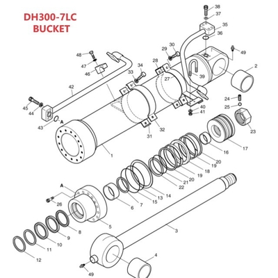 Doosan DH300LC-7 Distribuidor hidráulico de tubería de cubo para tubería de hierro de excavadora