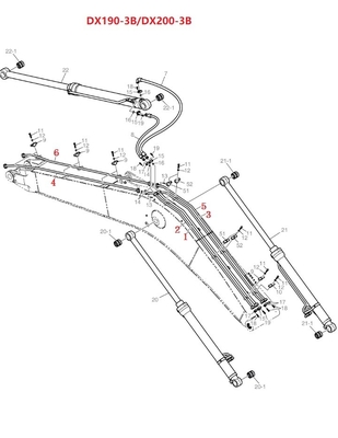 Excavadora de minería energética tuberías distribuidor del sistema hidráulico para DX190-3B DX200-3B