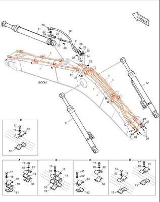 DX200A Excavadora hidráulica Tubo de brazo medio para excavadoras en minería de energía