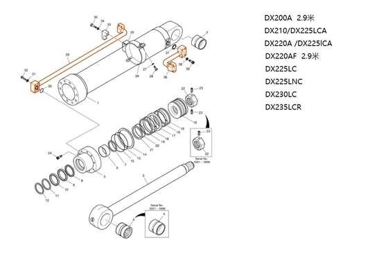 DX200A Excavadora hidráulica Tubo de brazo medio para excavadoras en minería de energía