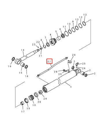 PC60 Tubo de hierro de excavadora Tubo de brazo medio hidráulico en planta de fabricación