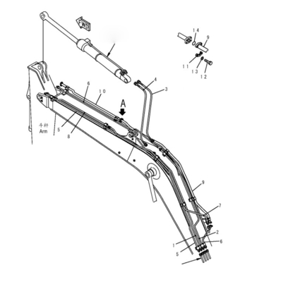 PC120 PC130 Sistema hidráulico distribuidor de tuberías de rebote y de retorno para tuberías de hierro de excavadoras