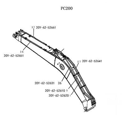 PC200 Tubo de hierro de excavadora para sistema hidráulico distribuidor de cubo y tubo de retorno