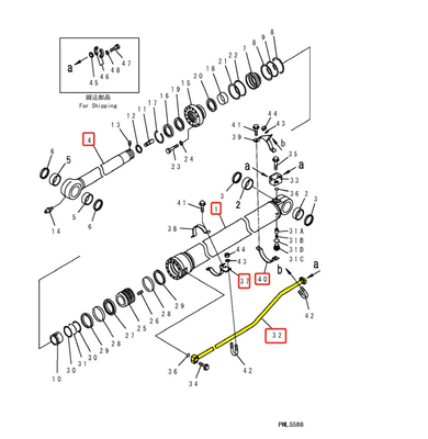 Tubo de cubo para distribuidor de sistemas hidráulicos para excavadoras PC360 y PC300
