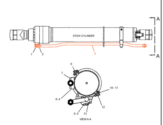222-0219 Piezas de repuesto de excavadoras Tubos hidráulicos para cilindros de brazo para el tipo 320C