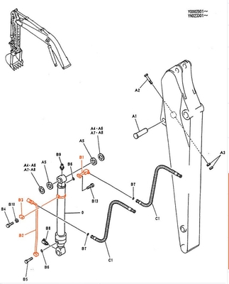 KOBELCO 200 piezas de repuesto para excavadoras SK200 tubo de cilindro hidráulico para cubos